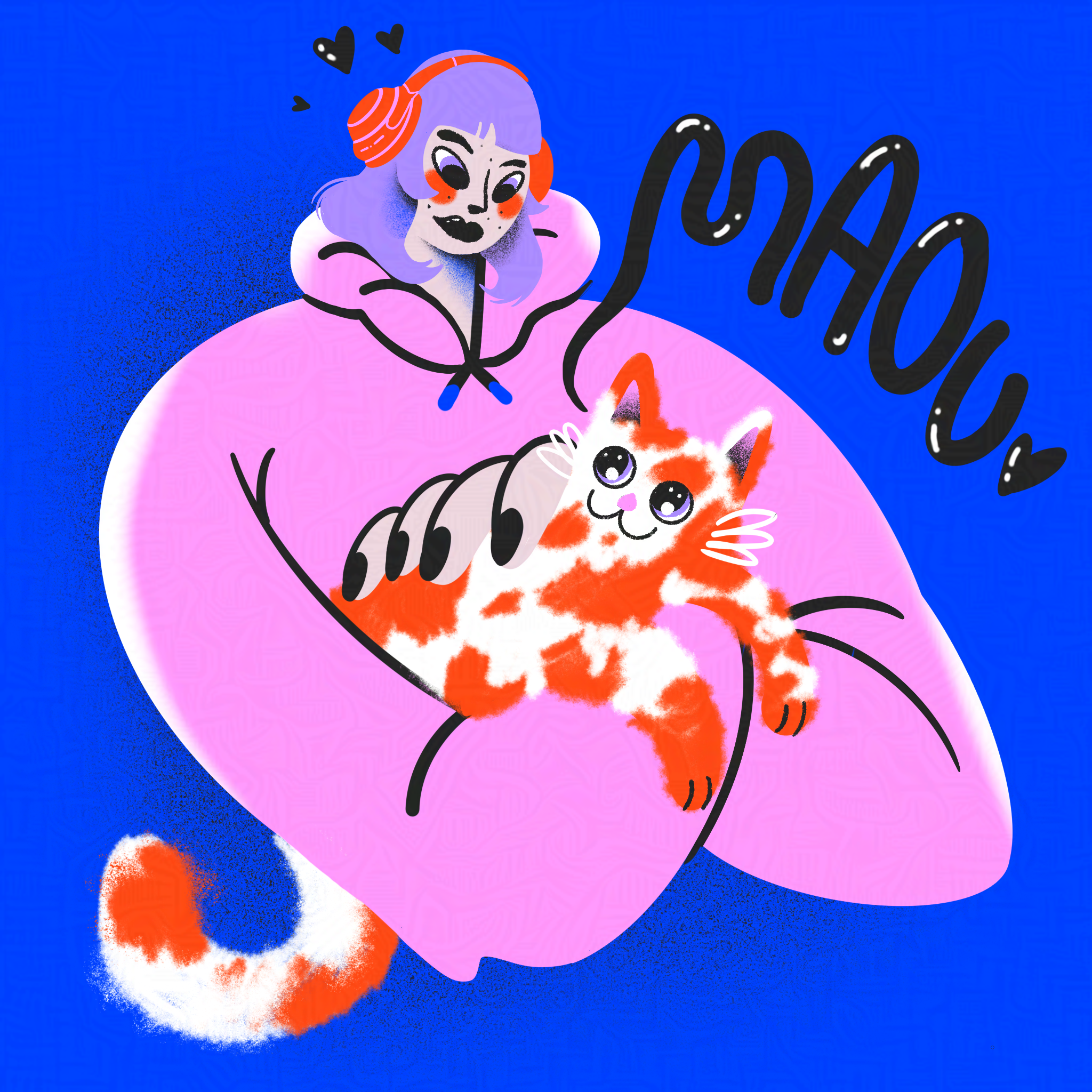 Illustration représentant un personnage et son chat