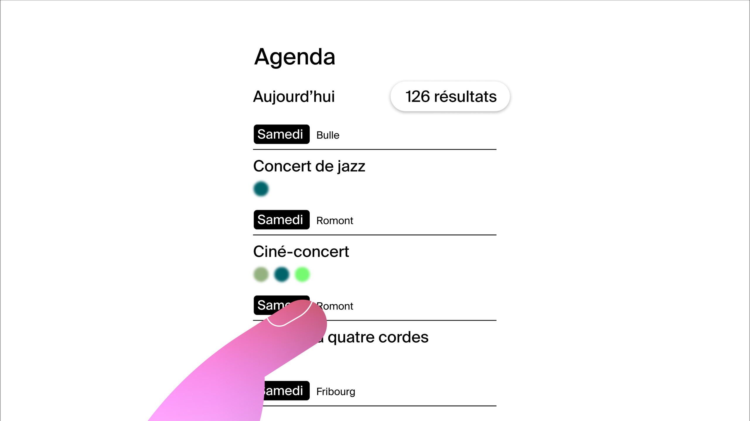 Une illustration d'ui avec un pouce qui vient cliquer sur un lien
